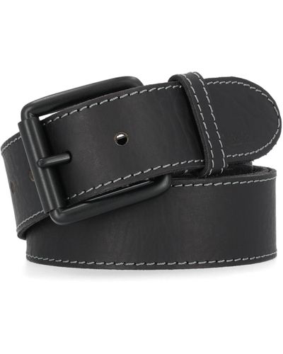 Timberland 38mm Contrast Stitch Leather Belt - Black