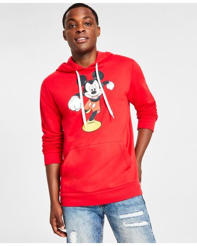Hybrid Mickey Oh Boy He Coming Graphic Hoodie - Red