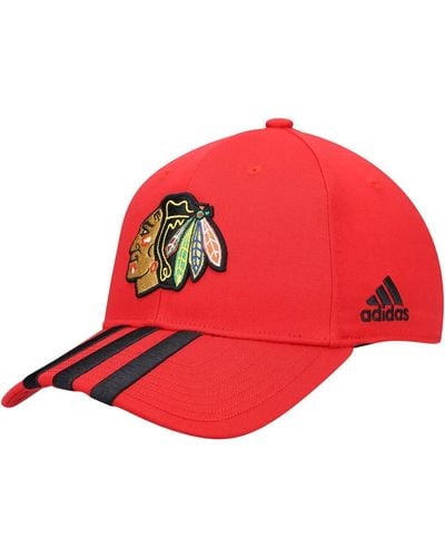 adidas Chicago Blackhawks Locker Room Three Stripe Adjustable Hat - Red
