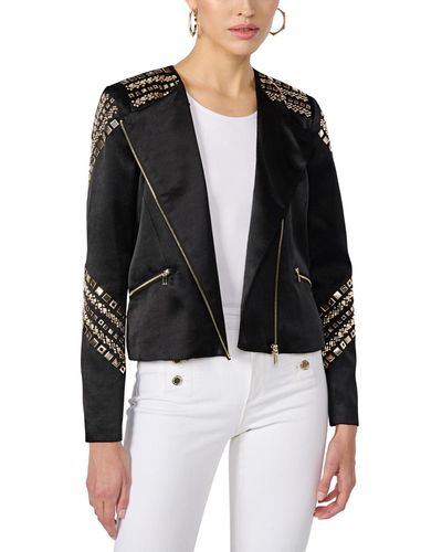 Karl Lagerfeld Studded Zipper Jacket - Black