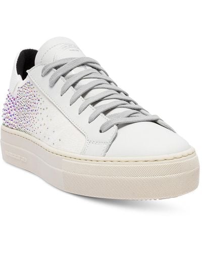 P448 Thea Embellished Lace-up Low-top Sneakers - White