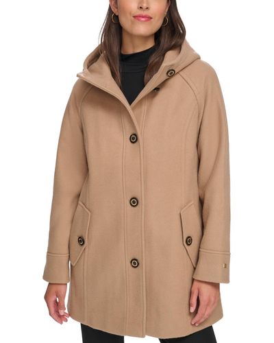 Tommy Hilfiger Hooded Button-front Coat - Brown