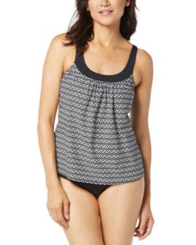 Coco Reef Ultra Fit Bra Sized Tankini Top Ruched Hipster Bikini Bottoms - Gray