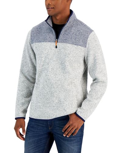 Club Room Colorblocked Quarter-zip Sweater - Gray
