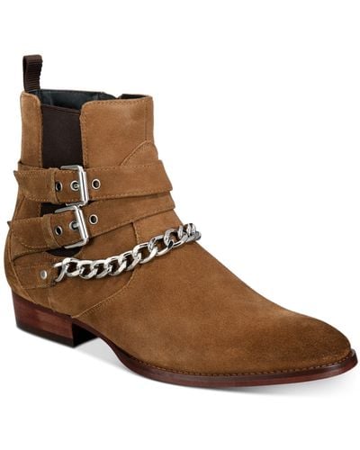 INC International Concepts Inc Dusty Buckle-chain Boots, Created For Macy's - Brown