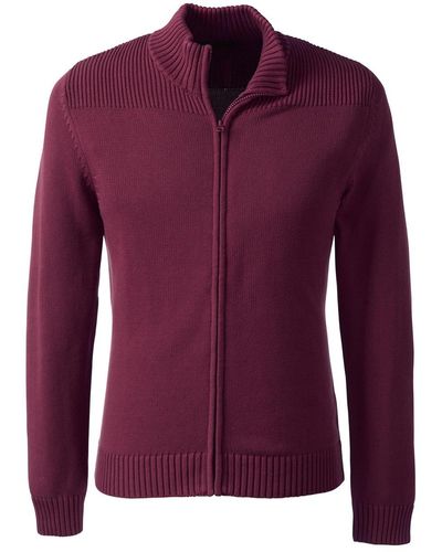 Lands' End School Uniform Cotton Modal Zip Front Cardigan Sweater - Purple