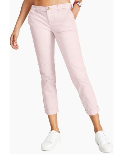 Tommy Hilfiger Cuffed Chino Straight-leg Pants, Only At Macy's - Pink