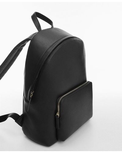 Mango Leather-effect Backpack - Black