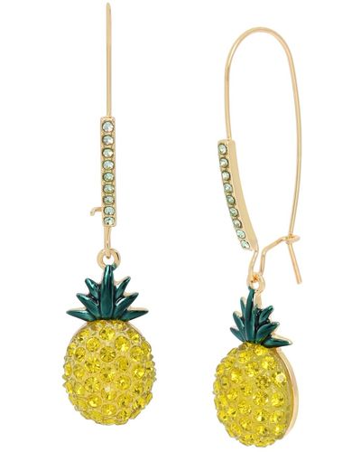 Betsey Johnson Faux Stone Pineapple Dangle Earrings - Metallic
