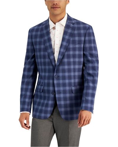 BarIII Slim-fit Patterned Blazer, Created For Macy's - Blue
