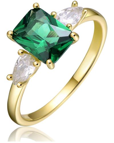 Genevive Jewelry Sterling Silver 14k Yellow Gold Plated - Green