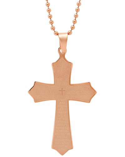 Steeltime Our Father Lord's Prayer Cross Pendant - White