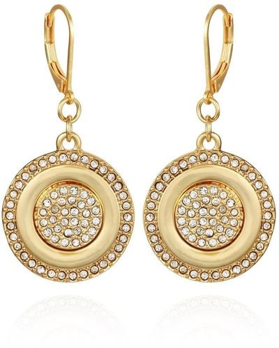 Vince Camuto Pave Stone Coin Drop Earrings - Metallic