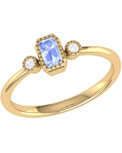 LuvMyJewelry Emerald Tanzanite Gemstone Round Natural Diamond 14k Gold Birthstone Ring - White