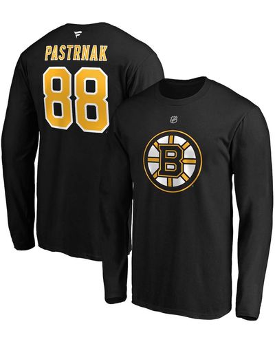 Fanatics David Pastrnak Boston Bruins Authentic Stack Name And Number Long Sleeve T-shirt - Black