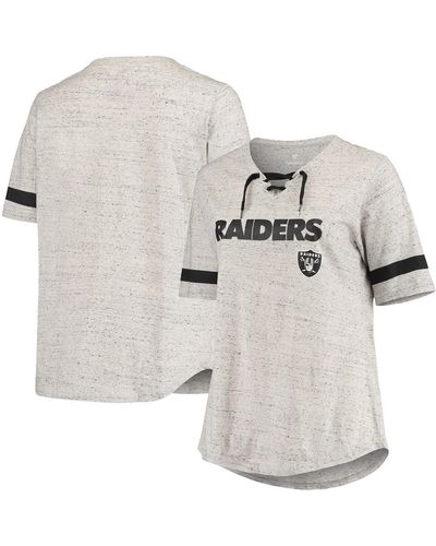 Profile Las Vegas Raiders Plus Size Lace-up V-neck T-shirt - White