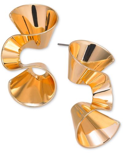 INC International Concepts Tone Folded Drop Earrings - Metallic