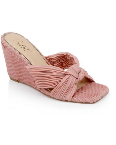 Badgley Mischka Hype Knot Wedge Evening Sandals - Pink