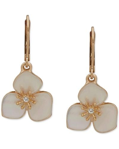 Lonna & Lilly Gold-tone Crystal Iridescent Flower Drop Earrings - Natural