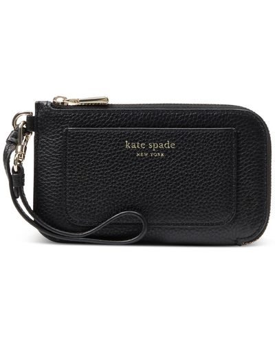 Kate Spade Ava Pebbled Leather Coin Card Case Wristlet - Black