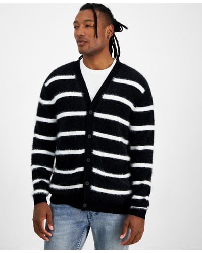 INC International Concepts Tyler Regular-fit Striped Cardigan - Black