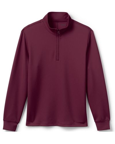 Lands' End School Uniform Quarter Zip Pullover T-shirts - Purple