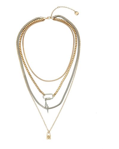 Steve Madden Padlock Layered Necklace - Metallic