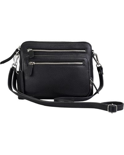 Mancini Pebbled Collection Valerie Leather Mini Crossbody Bag - Black