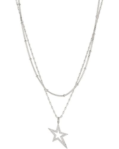 AVA NADRI Double Layered Star Necklace - Metallic