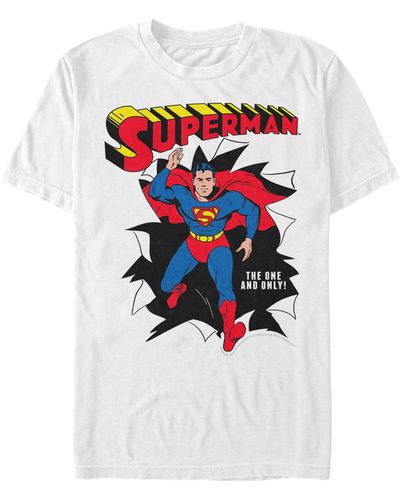 Fifth Sun Dc Superman Running Pose Short Sleeve T-shirt - White