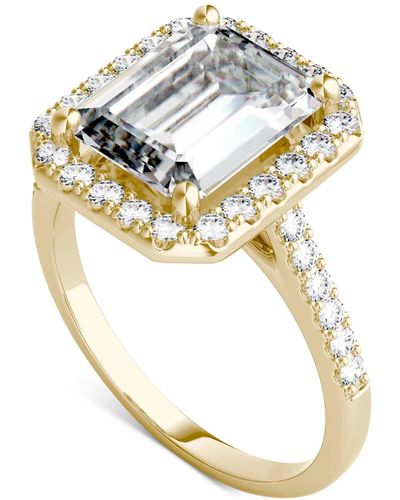Charles & Colvard Moissanite Emerald-cut Halo Ring (4 Ct. T.w. Diamond Equivalent - Metallic