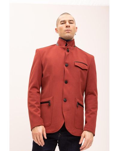 Ron Tomson Modern Casual Stand Collar Sports Jacket - Red