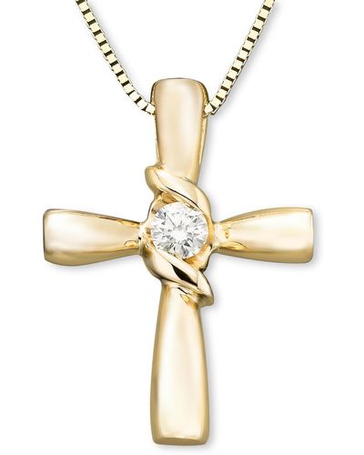 Sirena Serena 14k Gold Diamond Cross Pendant (1/10 Ct. T.w.) - Yellow