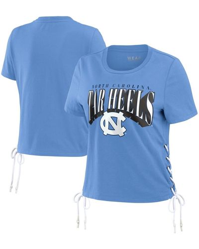 WEAR by Erin Andrews North Carolina Tar Heels Side Lace-up Modest Crop T-shirt - Blue
