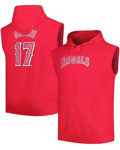 Fanatics Shohei Ohtani Los Angeles Angels Name And Number Muscle Tank Hoodie - Red