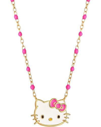 Macy's Enamel & Bead Chain Hello Kitty 18" Pendant Necklace - Pink