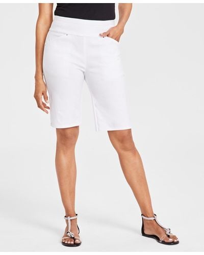 INC International Concepts Mid Rise Pull-on Bermuda Shorts - White