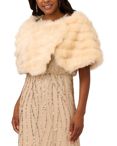 Adrianna Papell Embellished Faux-fur Capelet Wrap - Natural