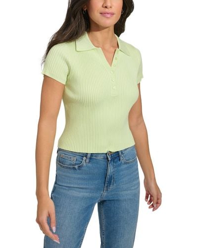 Calvin Klein Ribbed Short-sleeve Polo Shirt - Green