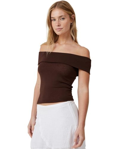 Cotton On Chloe Off The Shoulder Top - Brown
