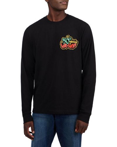 Thread Collective 50 Year Anniversary Of Hip Hop Hip Hop Is History Graphic Crewneck Long Sleeve T-shirt - Black