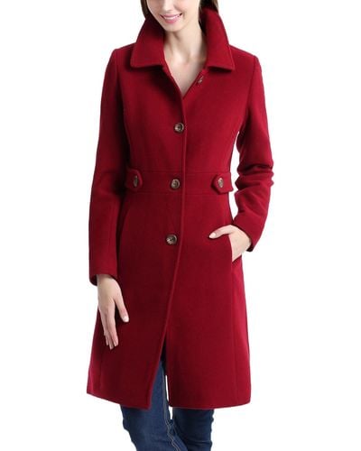 Kimi + Kai Heather Wool Walking Coat - Red