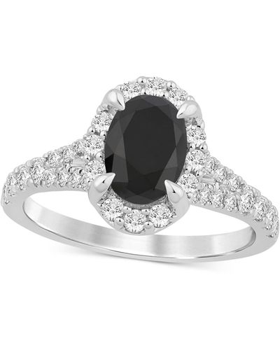Macy's Black & White Diamond Oval Halo Engagement Ring (2 Ct. T.w.