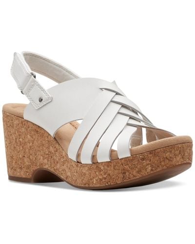 Clarks Giselle Ivy Wedge Sandals - White
