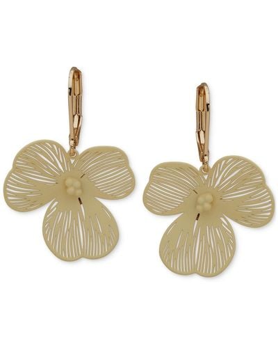Lonna & Lilly Gold-tone Open Flower Drop Earrings - Natural