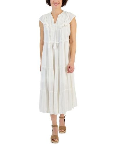 Style & Co. Ruffled Shine Midi Dress - White