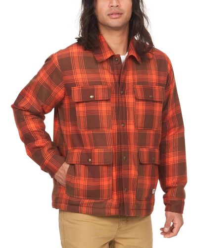 Marmot Ridgefield Plaid Fleece-lined Flannel Shirt Jacket - Red