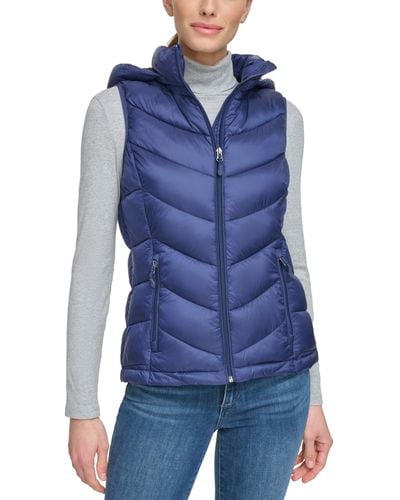 Charter Club Packable Hooded Puffer Vest - Blue