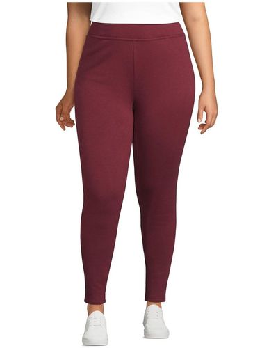 Lands' End Plus Size High Rise Serious Sweats Fleece Lined Pocket leggings - Red