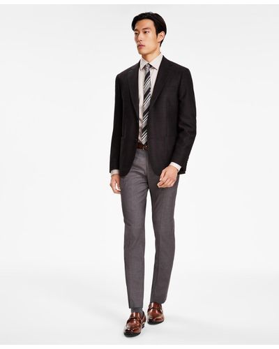 Calvin Klein Slim-fit Wool Woven Herringbone Sport Coat - Black